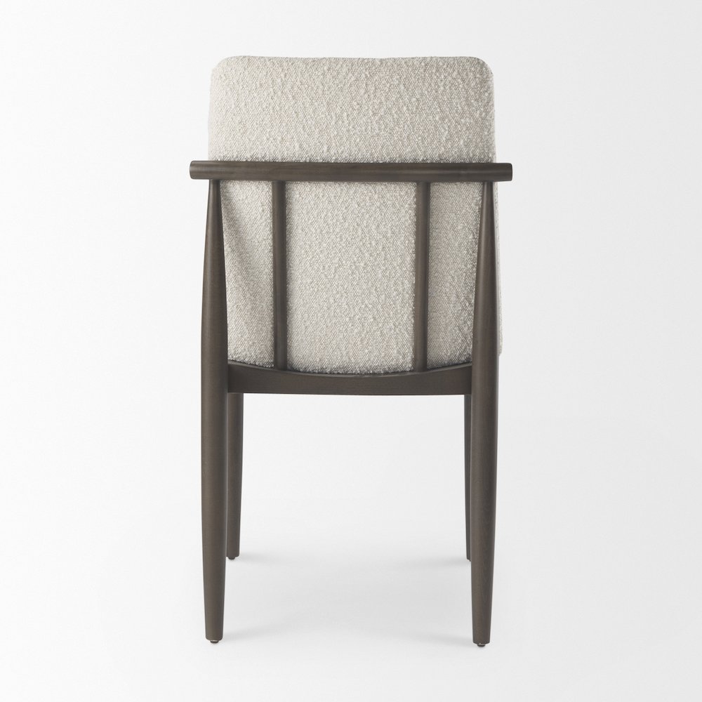 Cream Boucle Upholstered Seatdark Brown Wood Frame Dining Chair