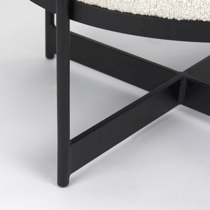 Amelia Cream BoucleBlack Metal Upholstered Pouf