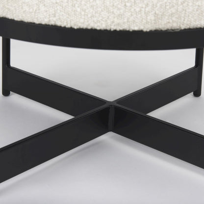 Amelia Cream BoucleBlack Metal Upholstered Pouf
