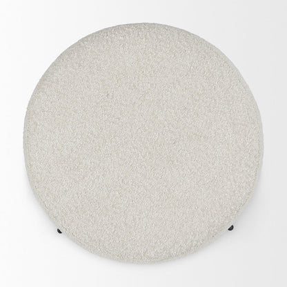 Amelia Cream BoucleBlack Metal Upholstered Pouf