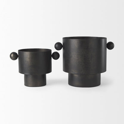 Juno 8.5H Large Black Iron Vase
