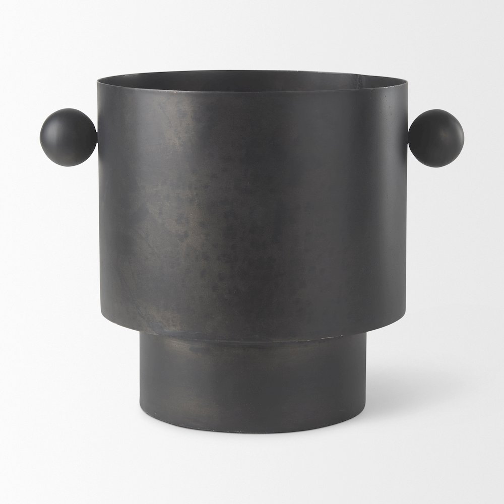 Juno 8.5H Large Black Iron Vase