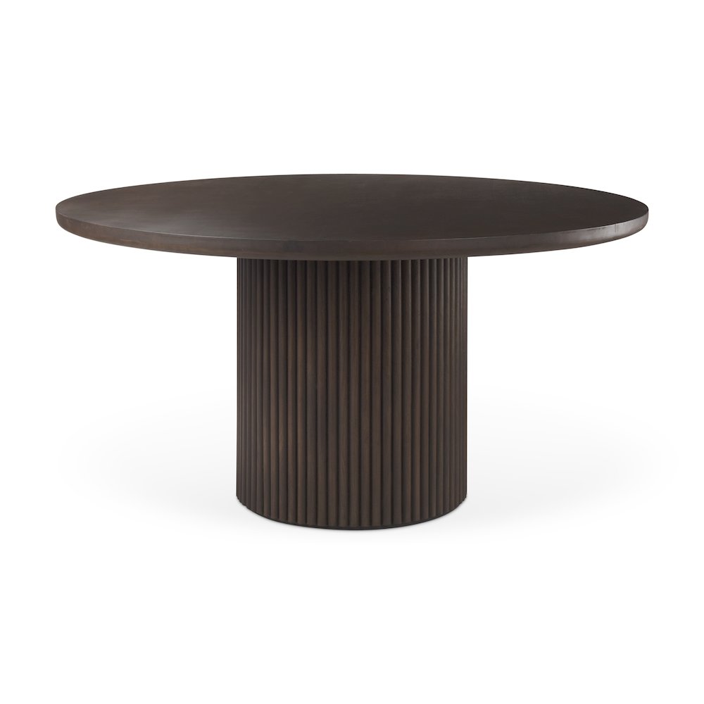Terra 60L x 60W x 30H Dark Brown Wood Round Fluted Dining Table