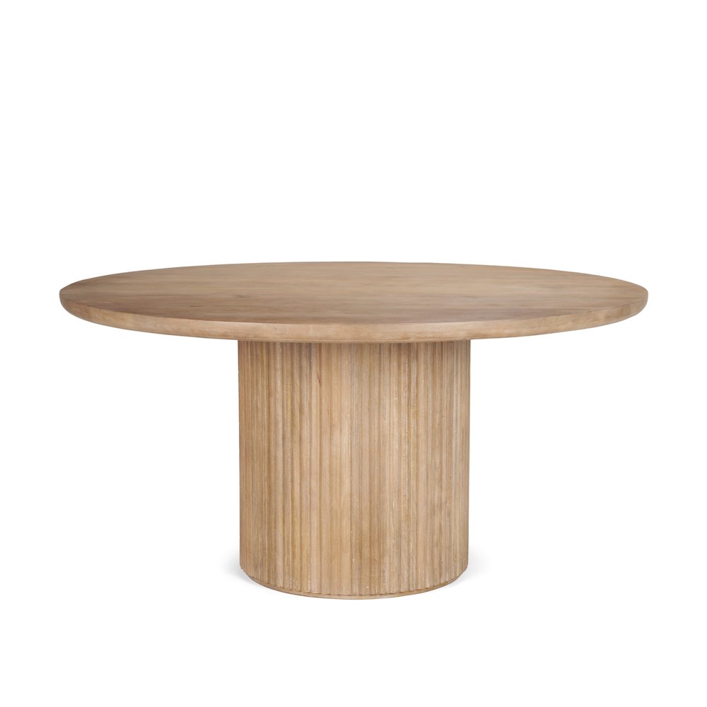 Terra 60L x 60W x 30H Light Brown Wood Round Fluted Dining Table