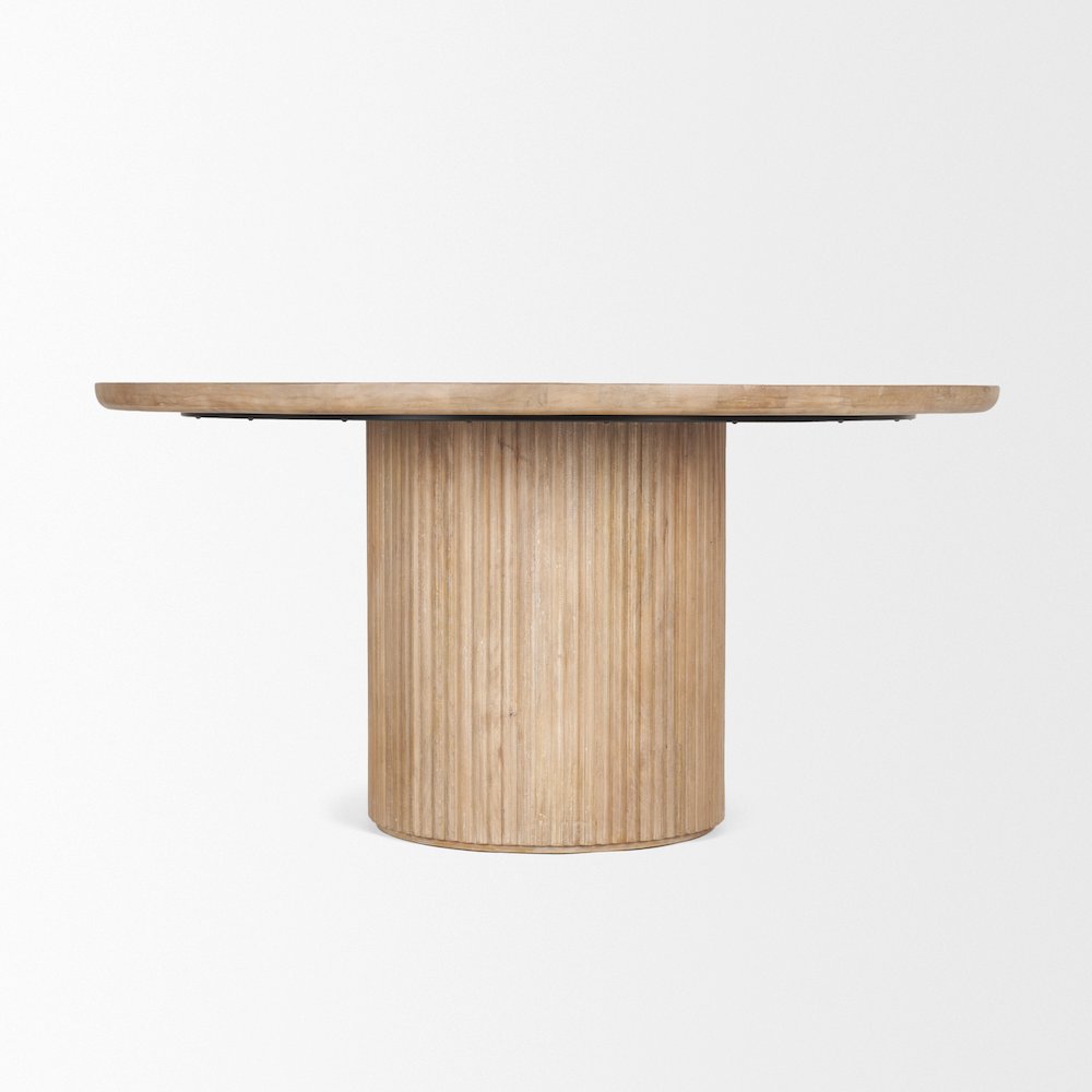 Terra 60L x 60W x 30H Light Brown Wood Round Fluted Dining Table