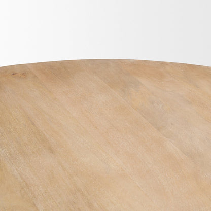 Terra 60L x 60W x 30H Light Brown Wood Round Fluted Dining Table