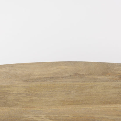 Light Brown Wood Oval Fluted Coffee Table