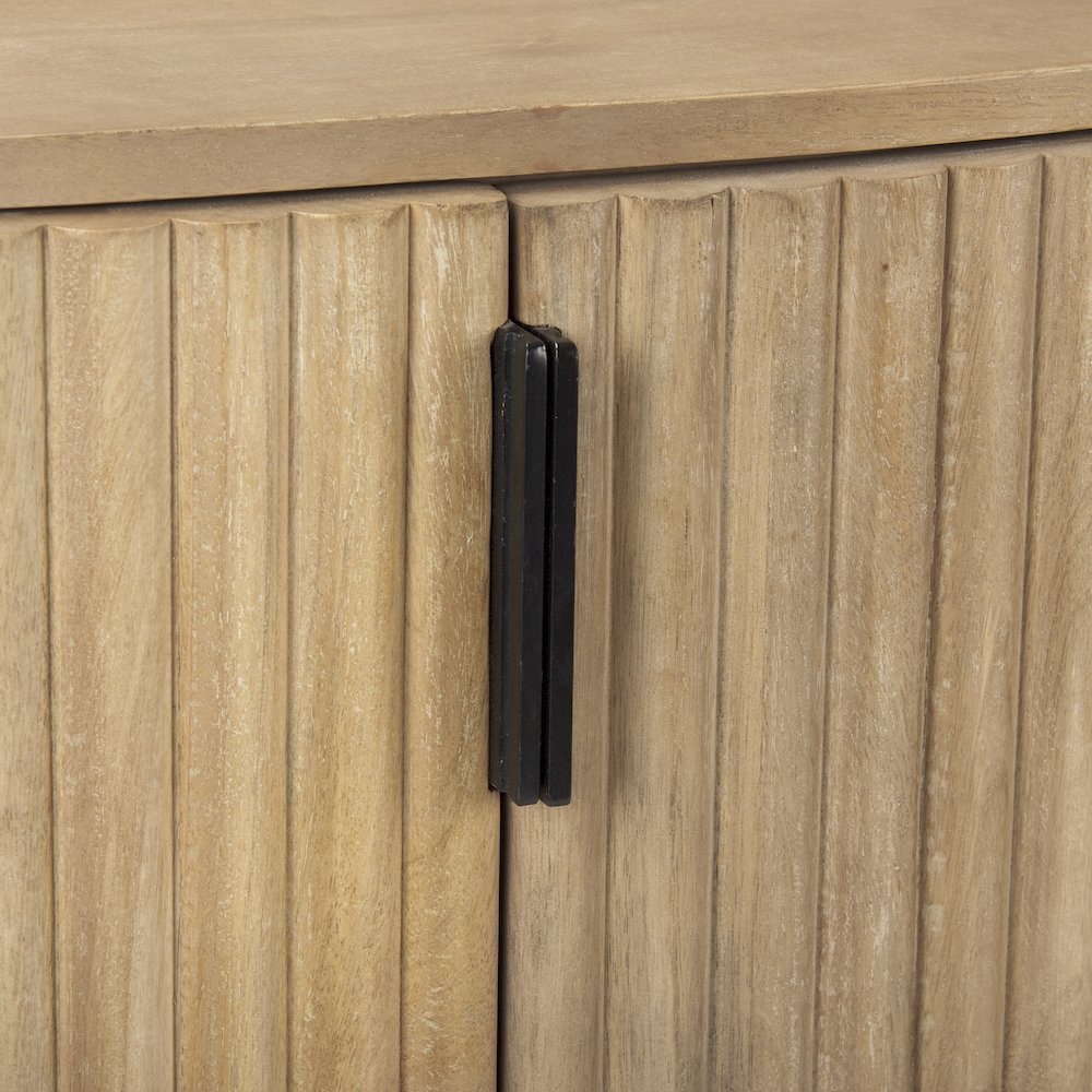 Fluted Light Brown Wood 2-Door Accent Cabinet