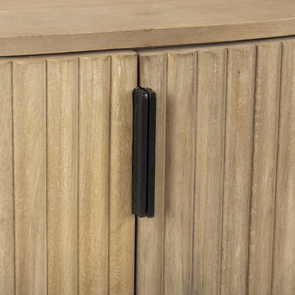 Fluted Light Brown Wood 2-Door Accent Cabinet