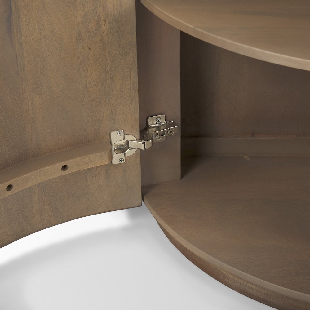 Fluted Light Brown Wood 2-Door Accent Cabinet