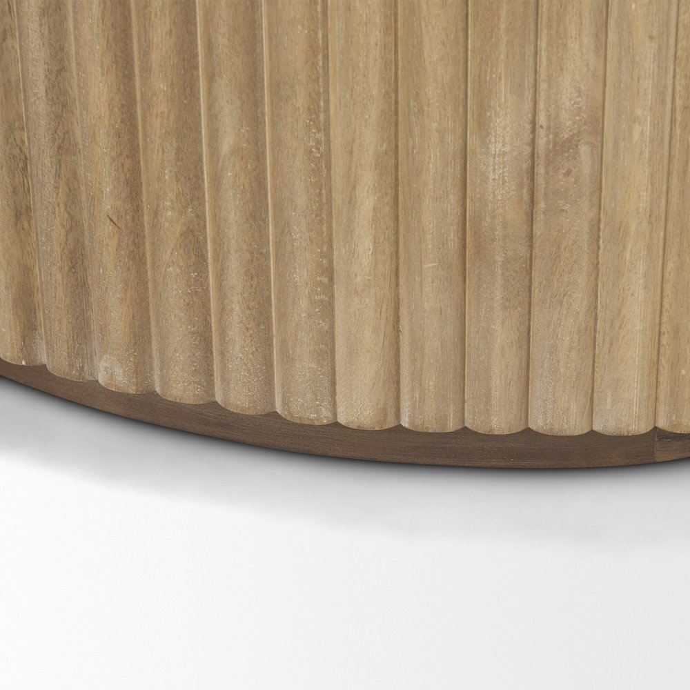 Fluted Light Brown Wood 2-Door Accent Cabinet