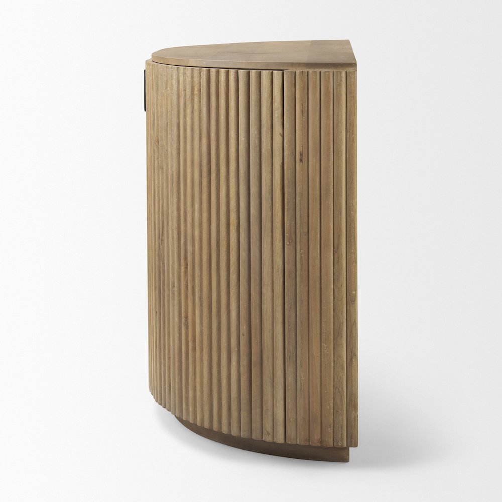 Fluted Light Brown Wood 2-Door Accent Cabinet