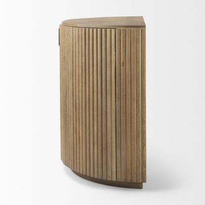 Fluted Light Brown Wood 2-Door Accent Cabinet