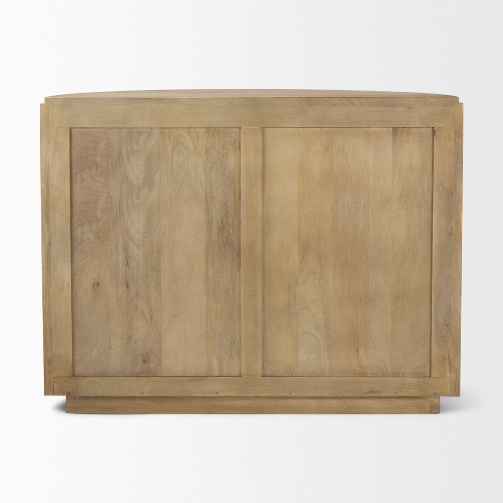 Fluted Light Brown Wood 2-Door Accent Cabinet