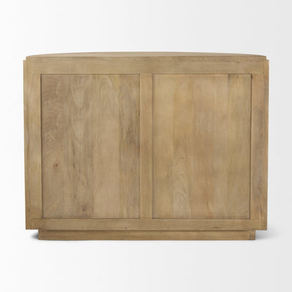 Fluted Light Brown Wood 2-Door Accent Cabinet