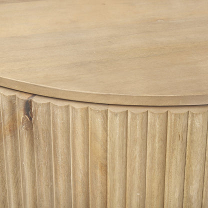Fluted Light Brown Wood 2-Door Accent Cabinet