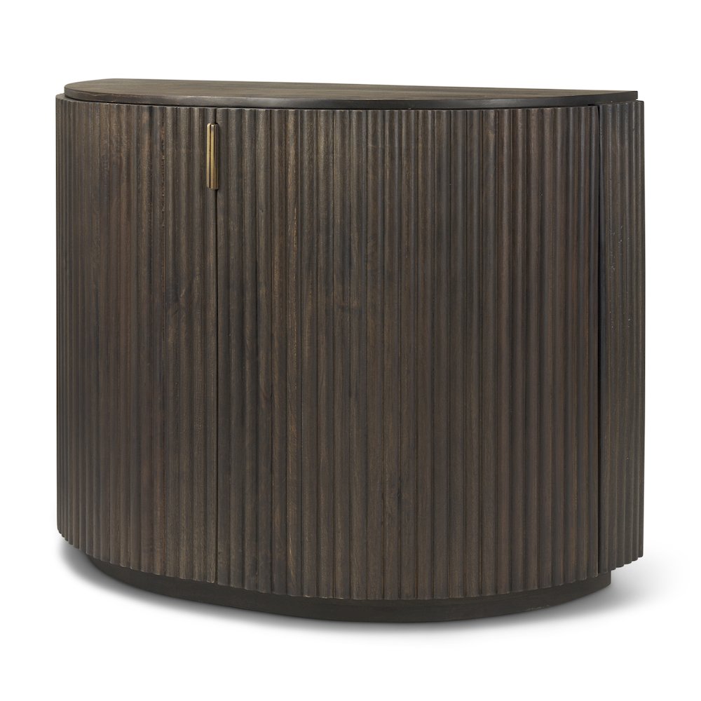 Fluted Dark Brown 2-Door Accent Cabinet