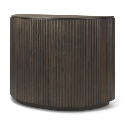 Fluted Dark Brown 2-Door Accent Cabinet