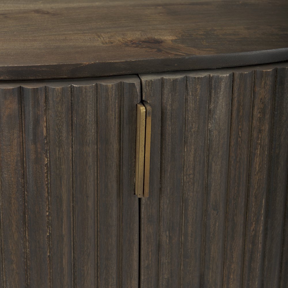 Fluted Dark Brown 2-Door Accent Cabinet