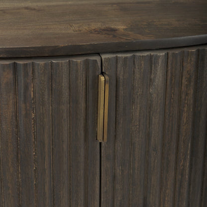 Fluted Dark Brown 2-Door Accent Cabinet