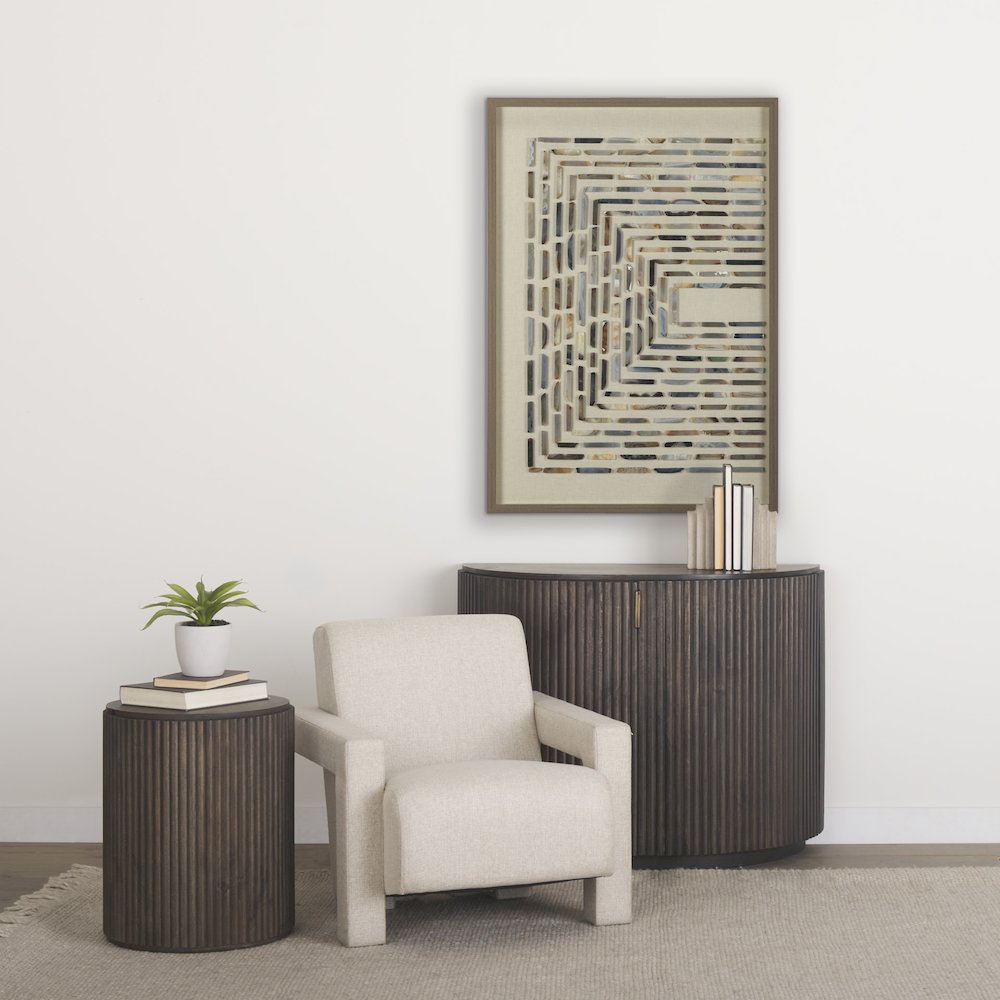 Fluted Dark Brown 2-Door Accent Cabinet