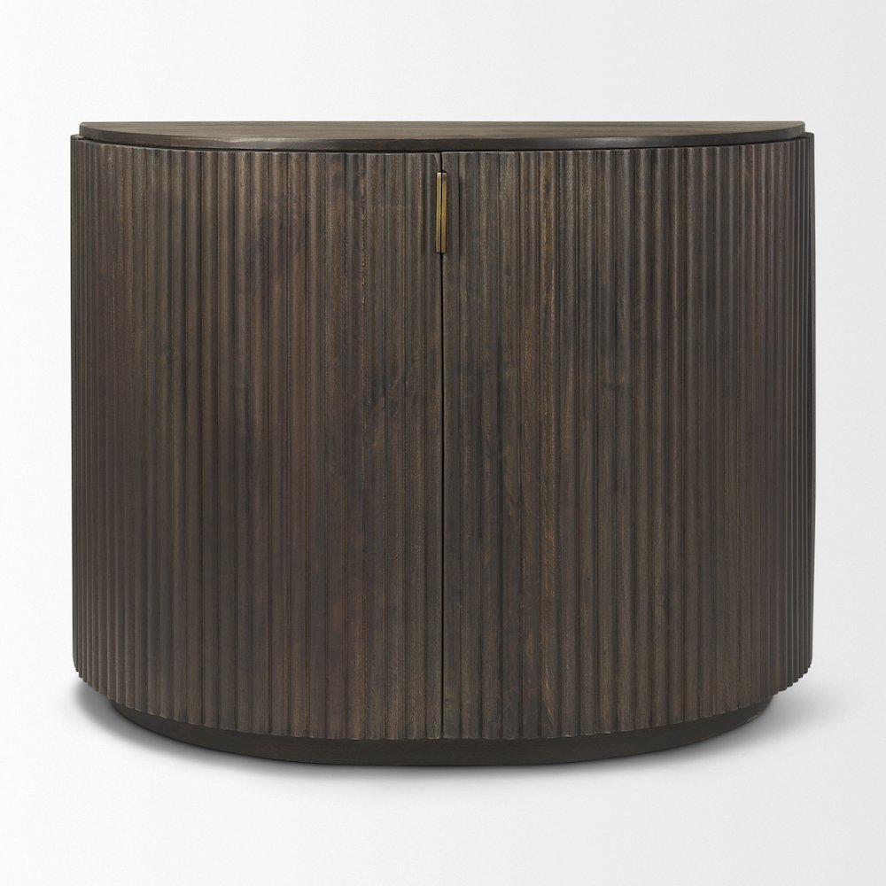 Fluted Dark Brown 2-Door Accent Cabinet
