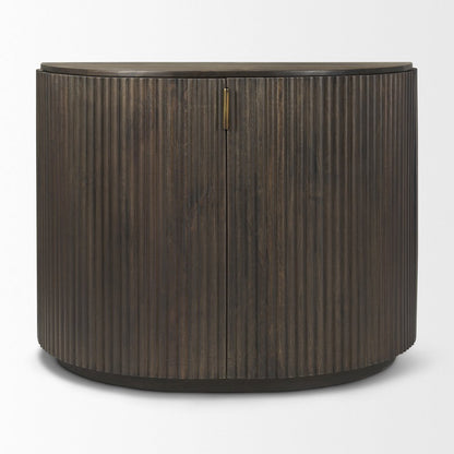 Fluted Dark Brown 2-Door Accent Cabinet