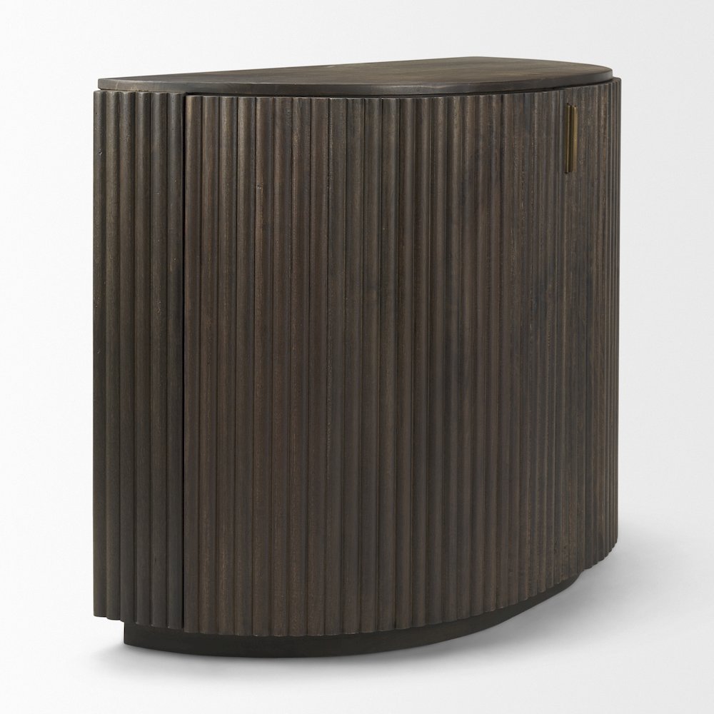 Fluted Dark Brown 2-Door Accent Cabinet