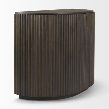 Fluted Dark Brown 2-Door Accent Cabinet