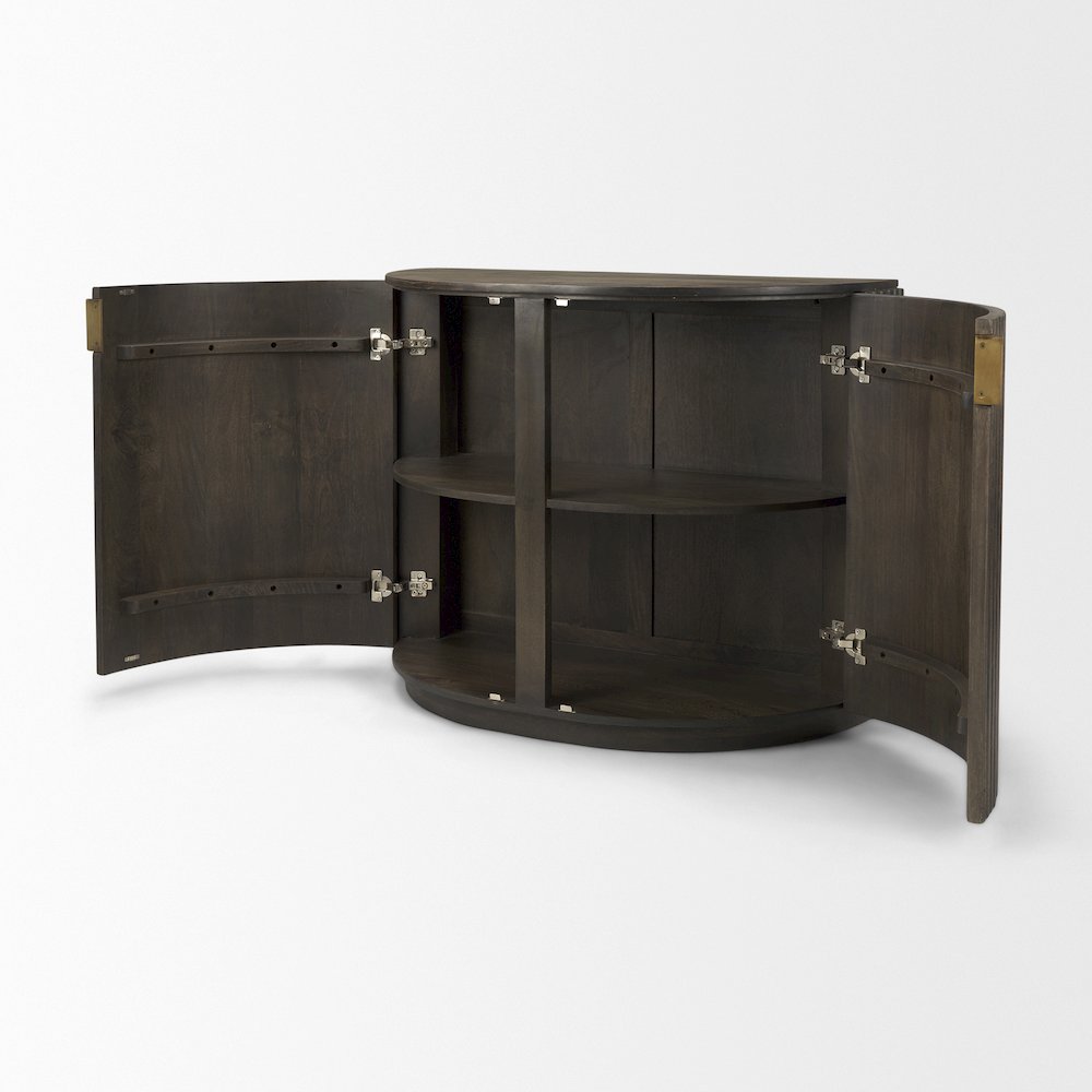 Fluted Dark Brown 2-Door Accent Cabinet