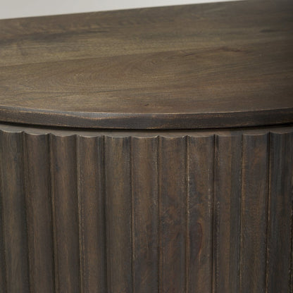 Fluted Dark Brown 2-Door Accent Cabinet