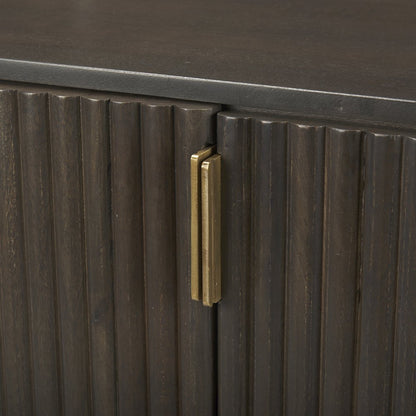 Terra 72L x 18W x 32H Dark Brown Wood Fluted Sideboard