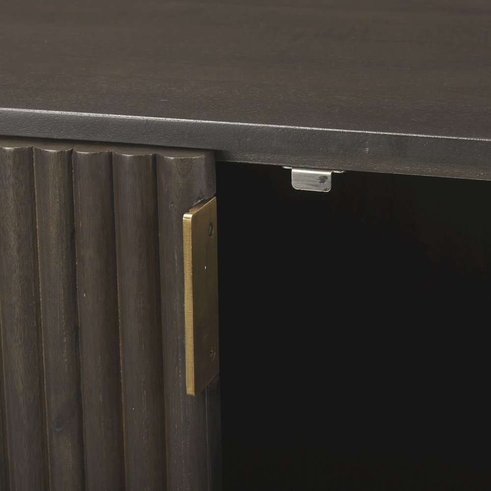 Terra 72L x 18W x 32H Dark Brown Wood Fluted Sideboard
