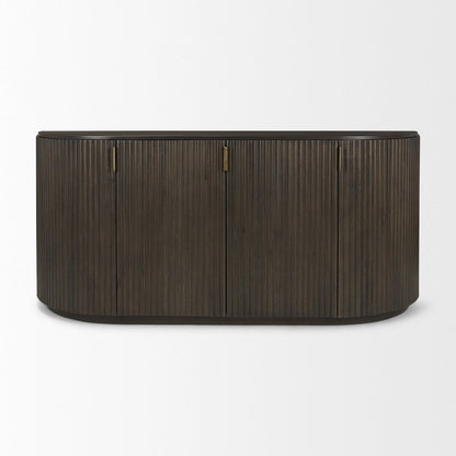 Terra 72L x 18W x 32H Dark Brown Wood Fluted Sideboard