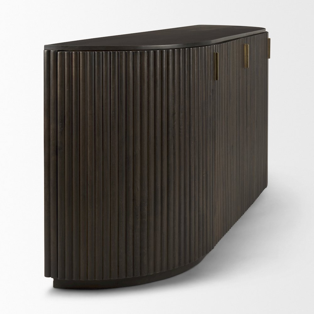 Terra 72L x 18W x 32H Dark Brown Wood Fluted Sideboard