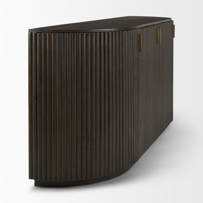 Terra 72L x 18W x 32H Dark Brown Wood Fluted Sideboard