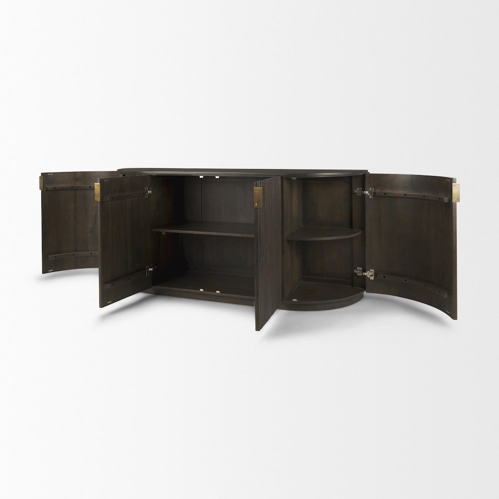 Terra 72L x 18W x 32H Dark Brown Wood Fluted Sideboard