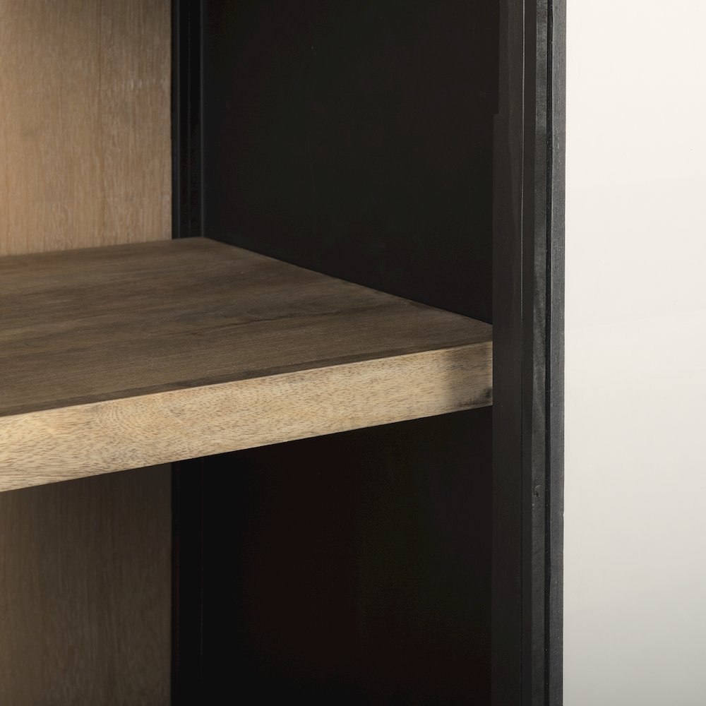 85.5H Black Woodblack Metal Frame Arch Cabinet