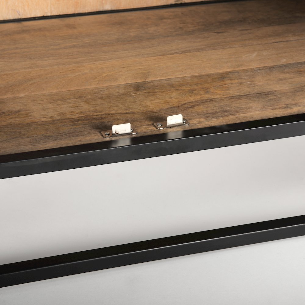 85.5H Black Woodblack Metal Frame Arch Cabinet