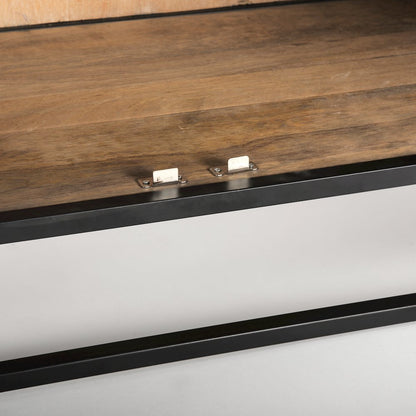 85.5H Black Woodblack Metal Frame Arch Cabinet