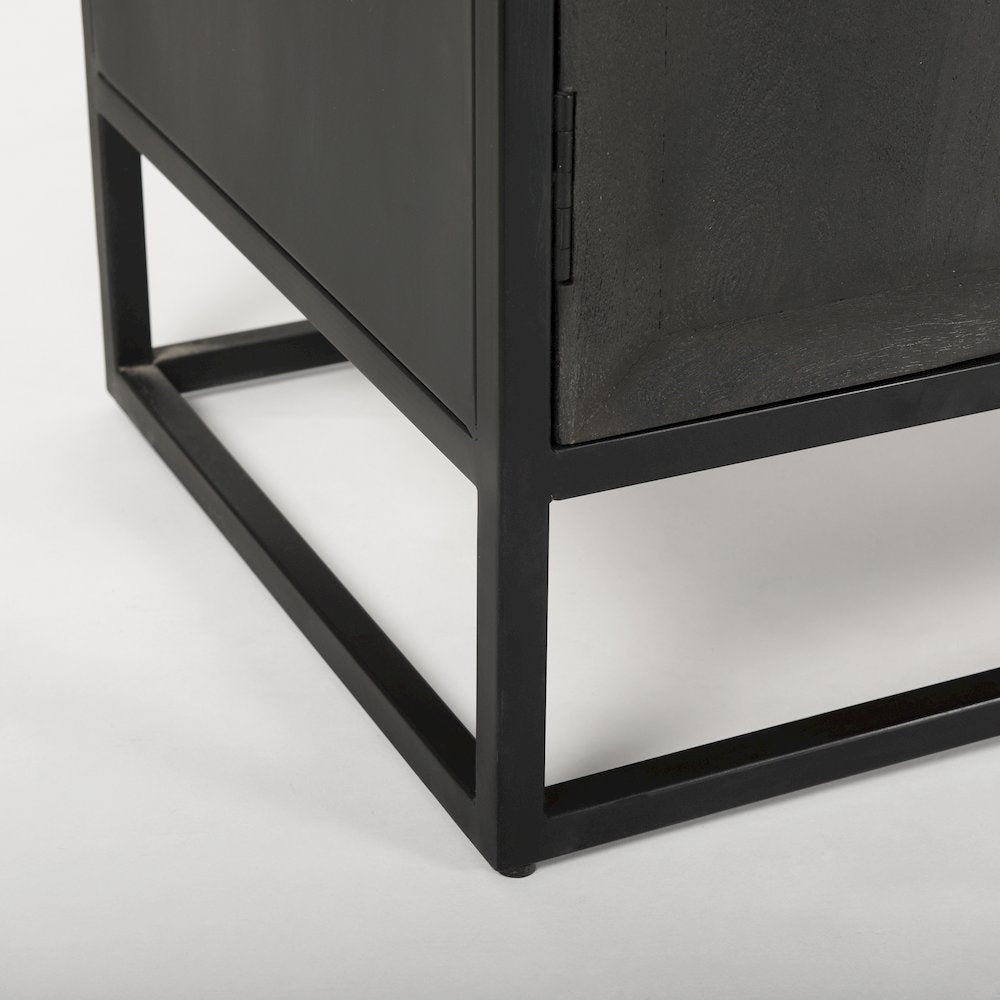 85.5H Black Woodblack Metal Frame Arch Cabinet