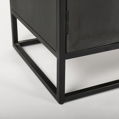 85.5H Black Woodblack Metal Frame Arch Cabinet