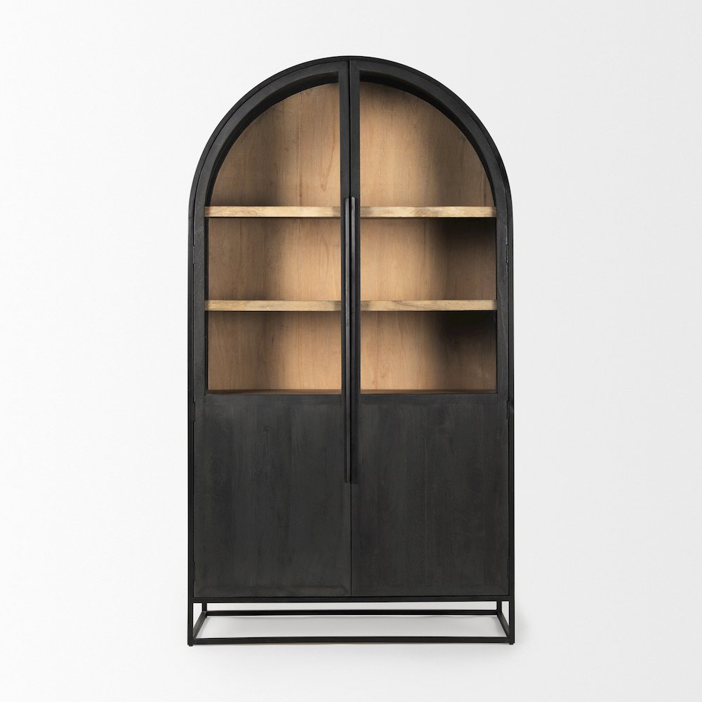 85.5H Black Woodblack Metal Frame Arch Cabinet