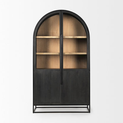 85.5H Black Woodblack Metal Frame Arch Cabinet