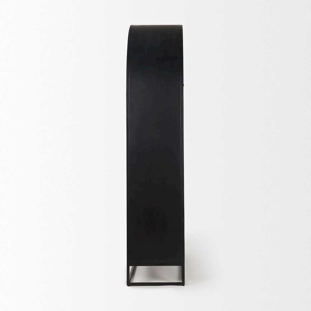 85.5H Black Woodblack Metal Frame Arch Cabinet