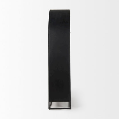 85.5H Black Woodblack Metal Frame Arch Cabinet