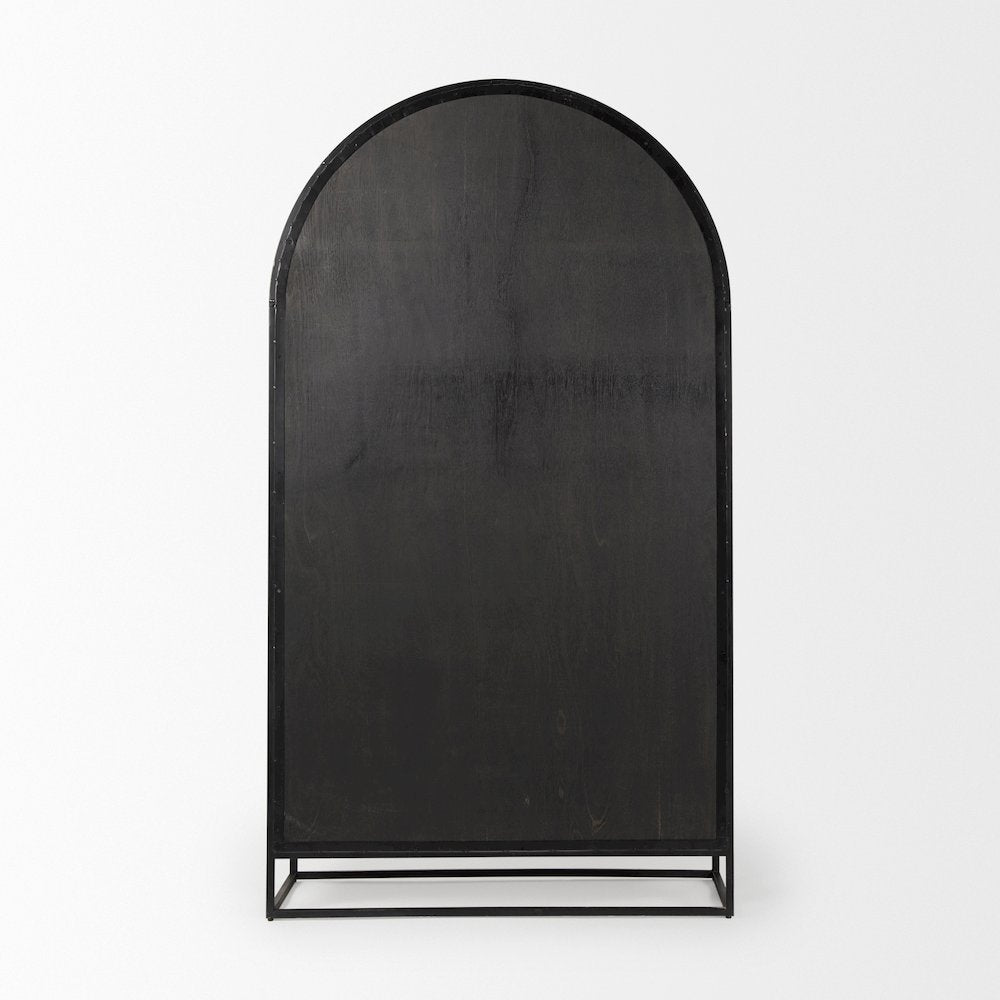 85.5H Black Woodblack Metal Frame Arch Cabinet