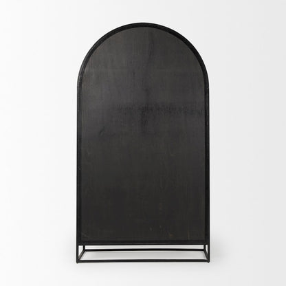 85.5H Black Woodblack Metal Frame Arch Cabinet