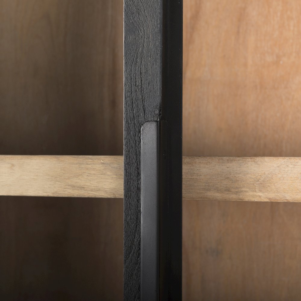 85.5H Black Woodblack Metal Frame Arch Cabinet