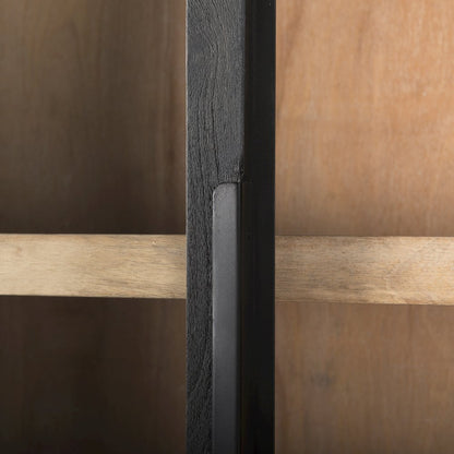85.5H Black Woodblack Metal Frame Arch Cabinet